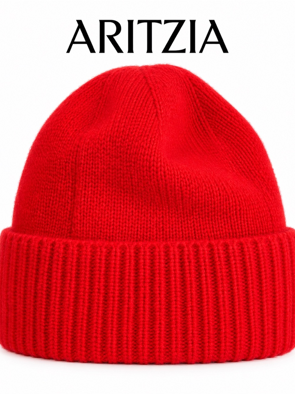 Aritzia Cashmere Crowned Beanie Flashing Red 100% Cashmere OS.